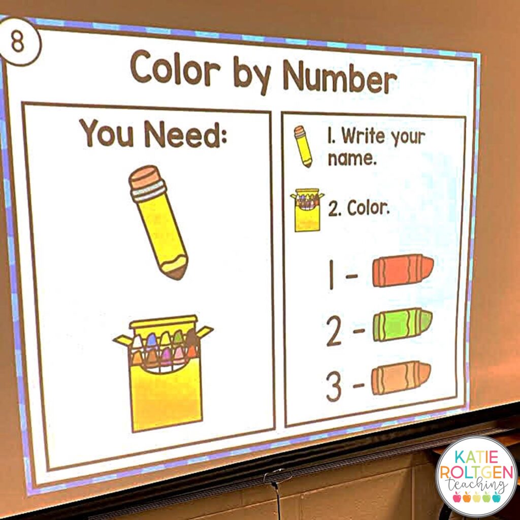 kindergarten morning activities instruction slide