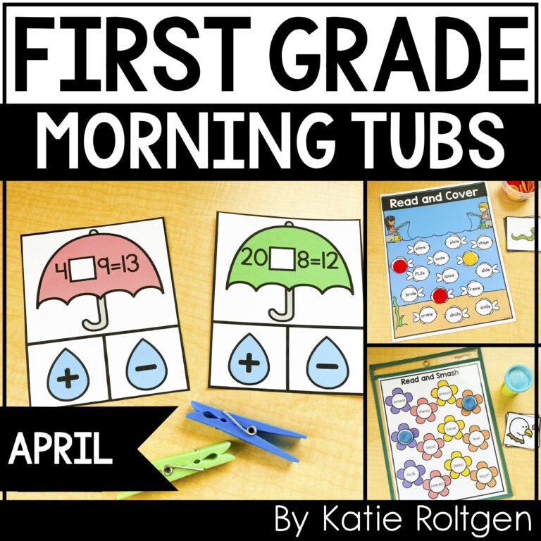first grade morning tubs for april