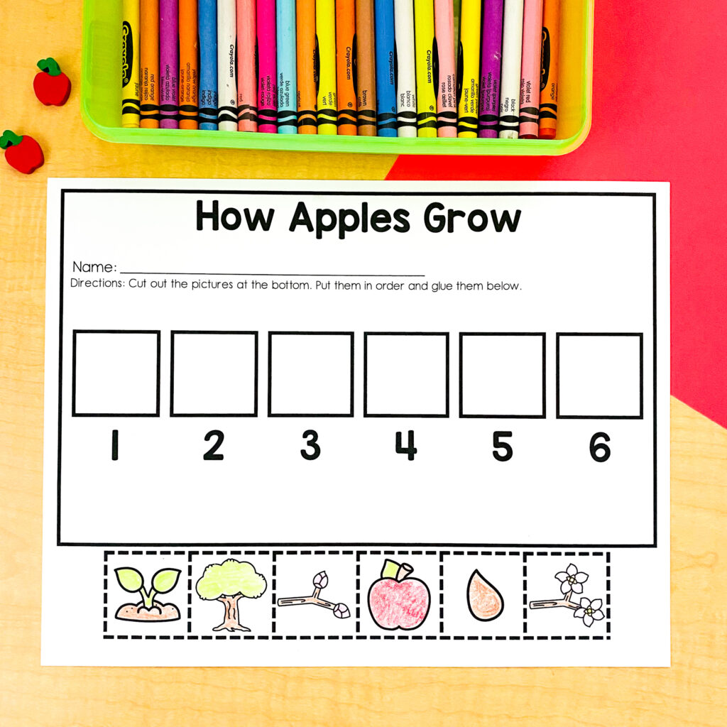 apple life cycle printable activities for kindergarten