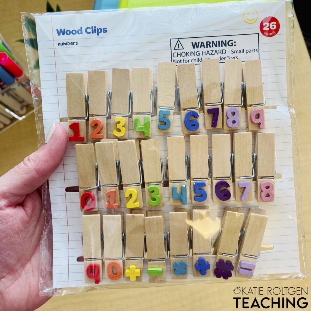 Target wooden clothespins with numbers activity
