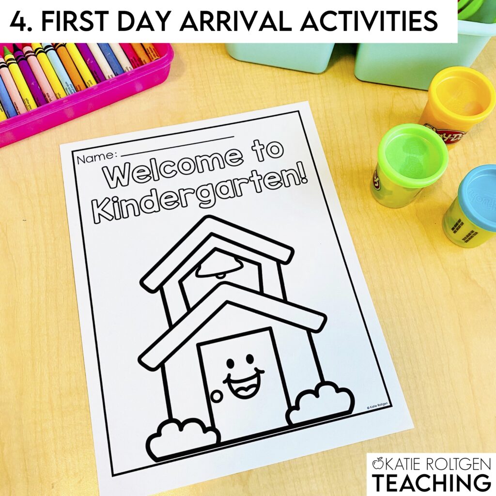plan very simple age appropriate activities like a coloring sheet for the first day of kindergarten activity