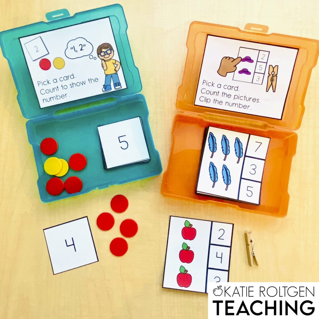 math task boxes one to one counting kindergarten
