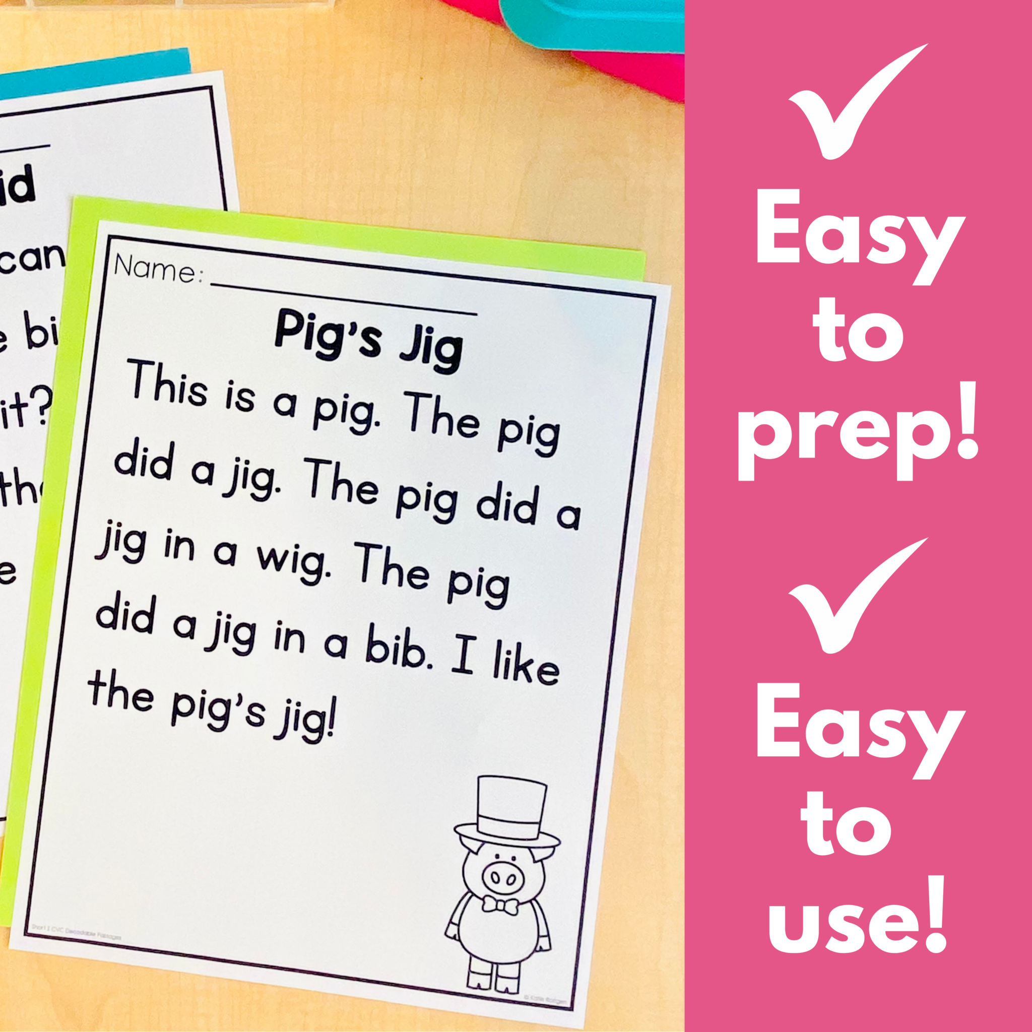 Short I CVC Decodable Passages for Kindergarten - Katie Roltgen Teaching