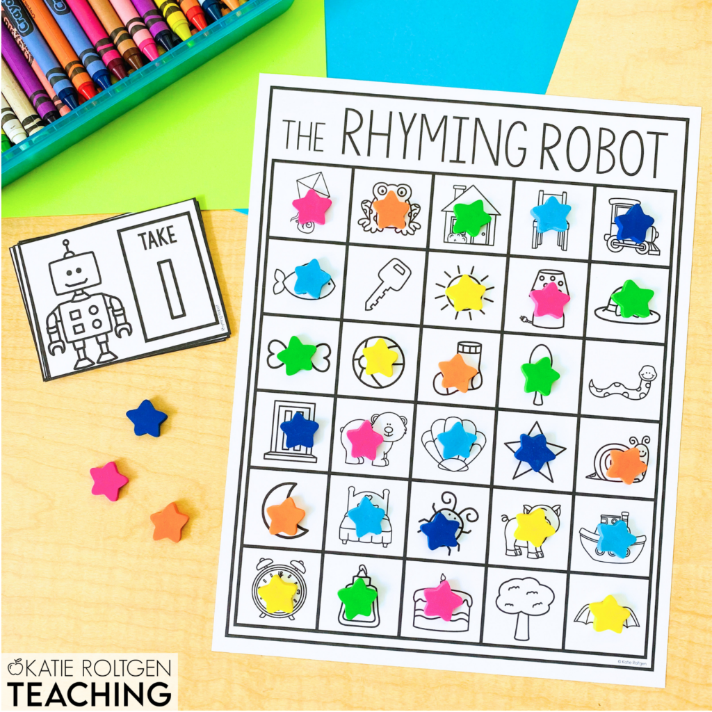 literacy activities for kindergarten rhyming game