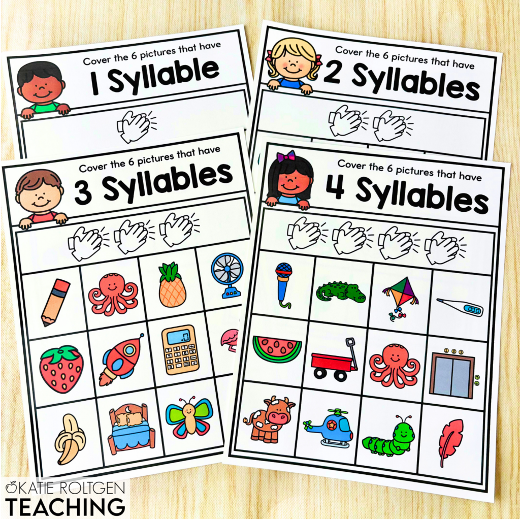 literacy activities for kindergarten syllable game