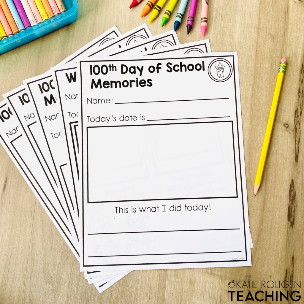 100th day of school writing activity memory book
100th day fine motor