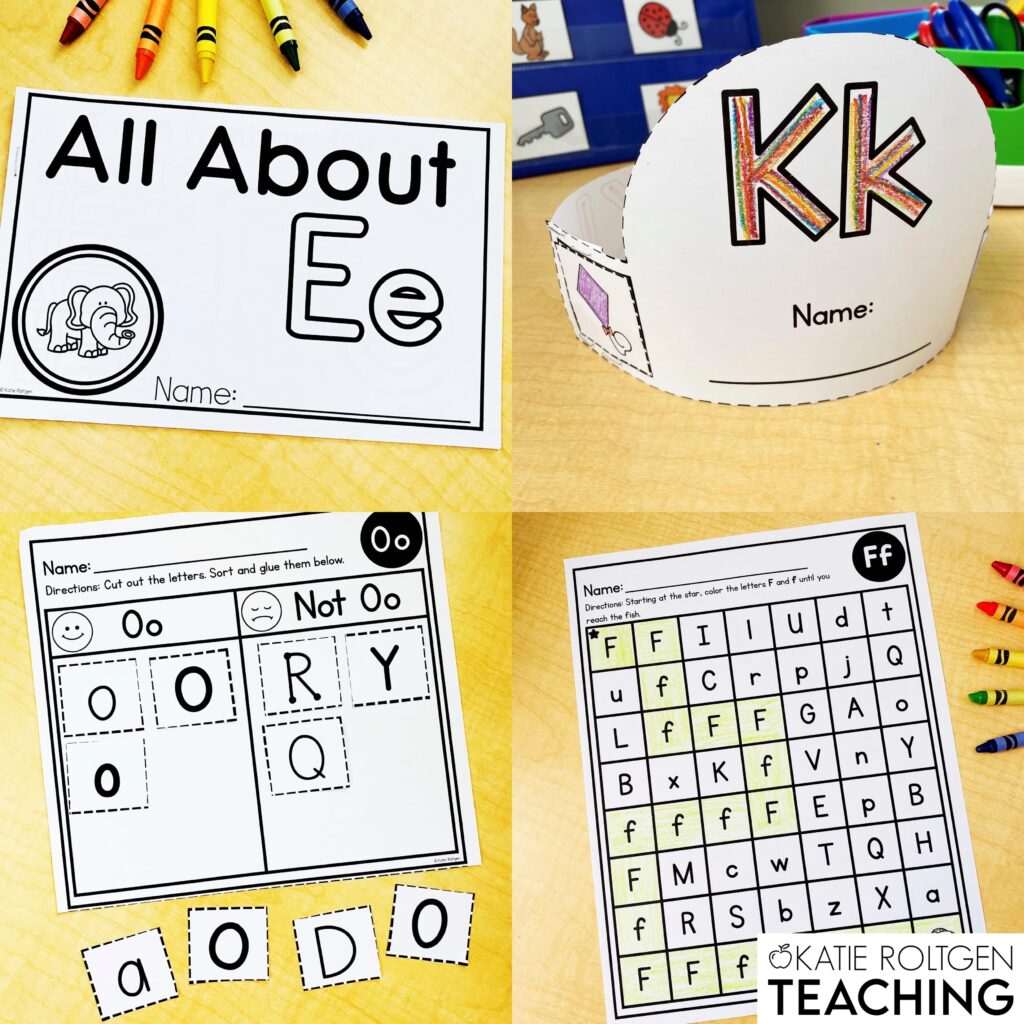 kindergarten alphabet worksheets and activities bundle