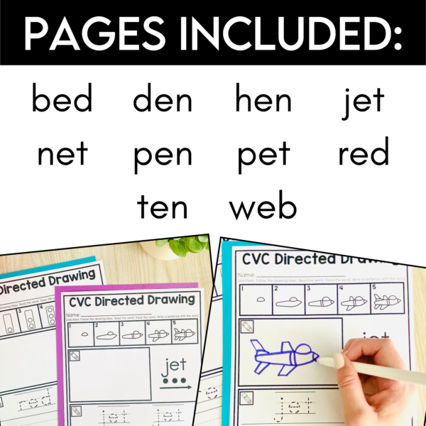 Short E CVC Directed Drawing Pages for Kindergarten - Katie Roltgen ...