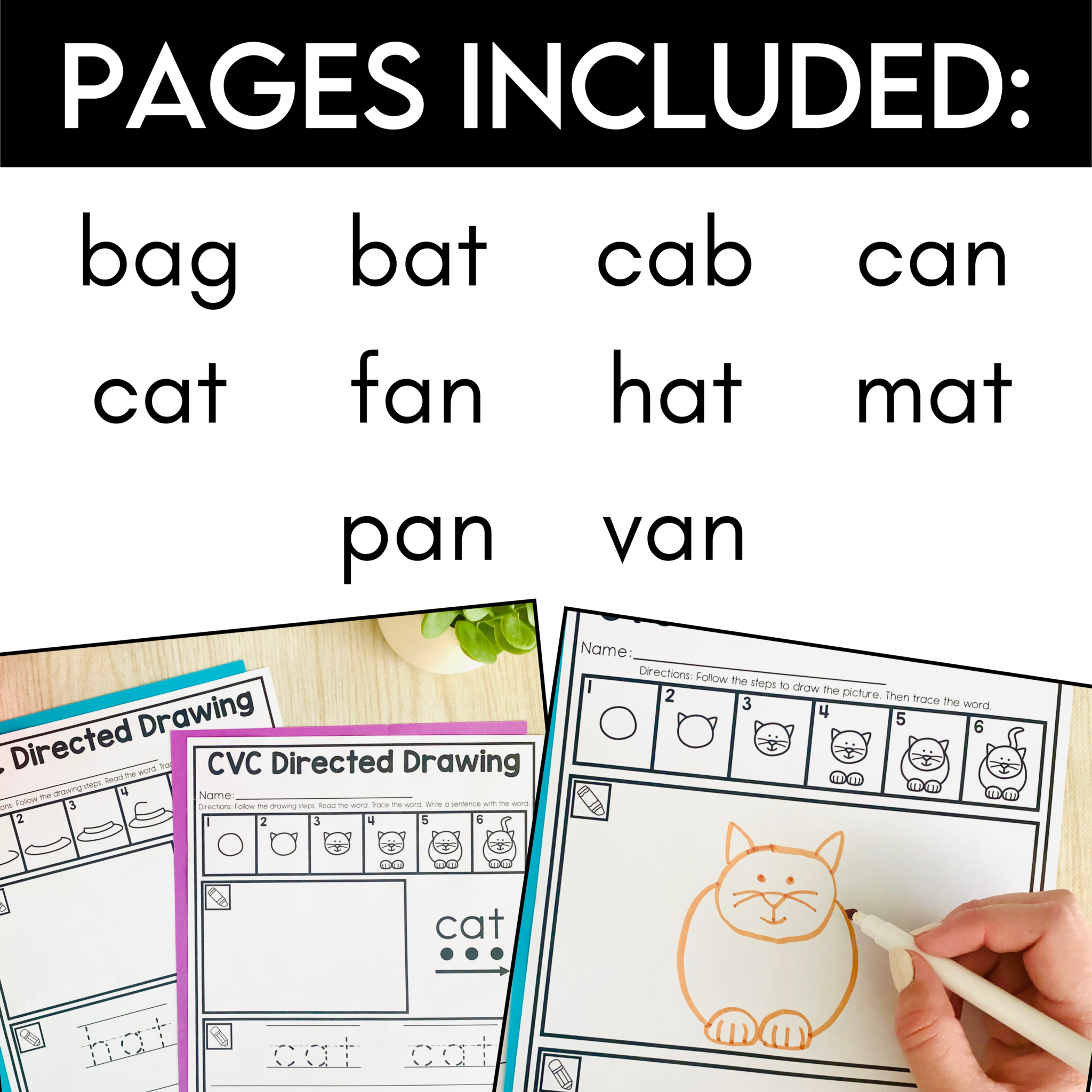 Short A CVC Directed Drawing Pages for Kindergarten - Katie Roltgen ...