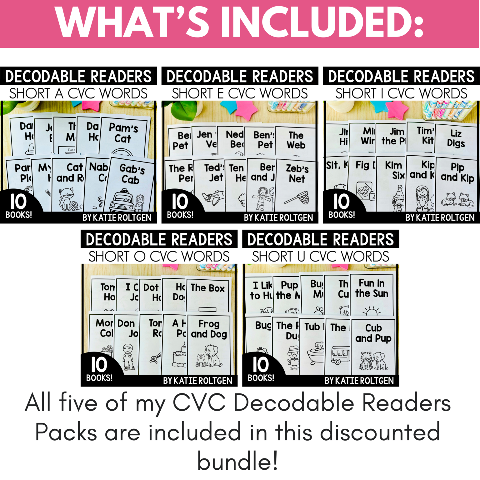 CVC Decodable Readers Bundle for Kindergarten - Science of Reading ...