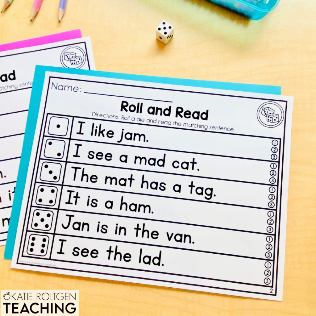 roll and read games for kindergarten